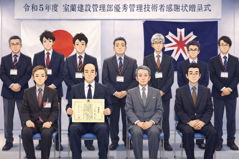 室蘭建設管理部より優秀管理技術者として感謝状の贈呈を受けました｡